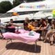 Birthday party celebration with decorations onboard a private charter yacht in Singapore